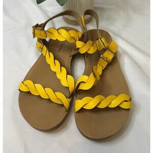 CL Laundry‎ Bright Yellow Braided Slingback Lightweight Sandals Size 8
